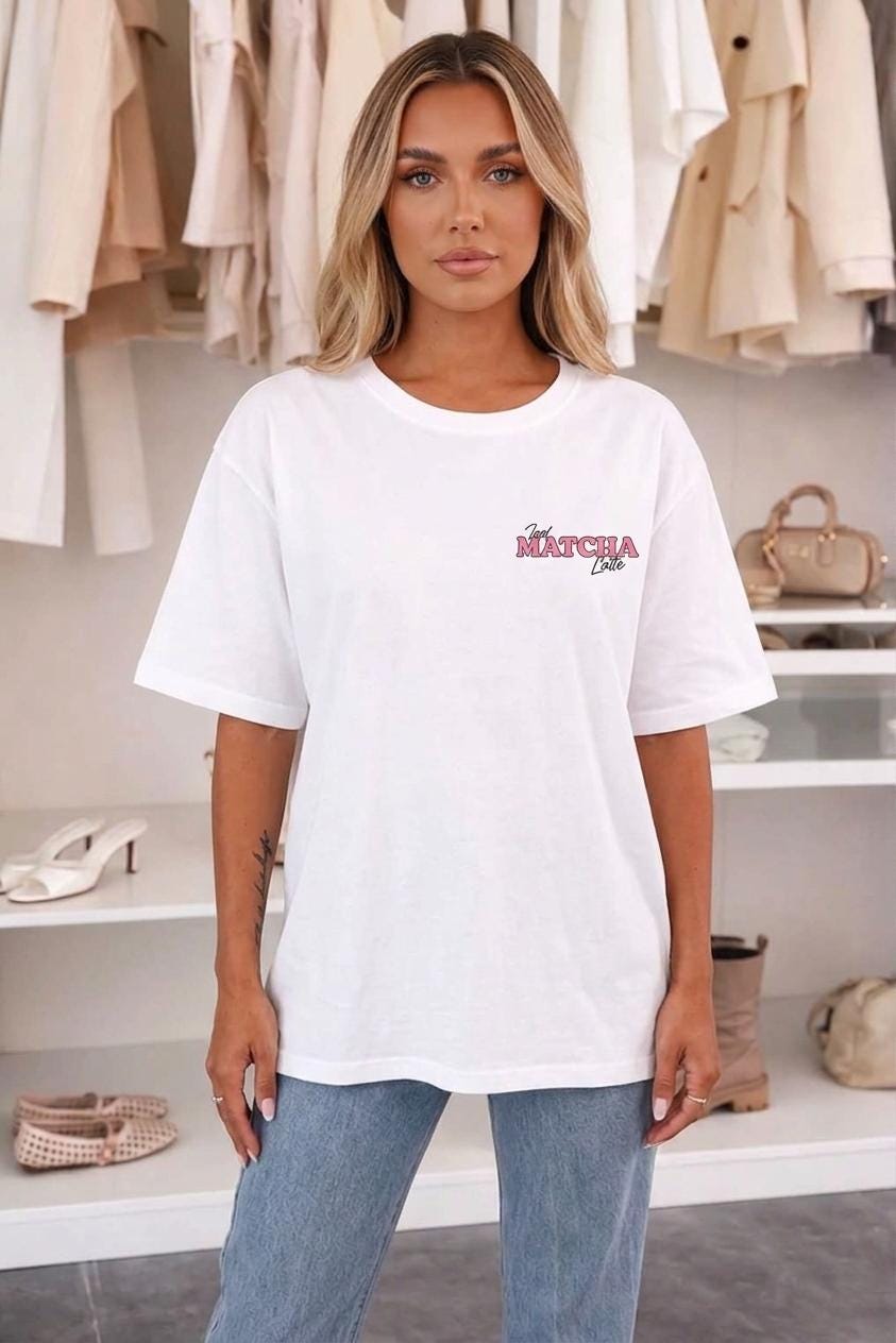 ISSYMA Matcha Shirt Damen | Trendiges Baumwoll T-Shirt mit Print | Premium Qualität | Coole Streetwear