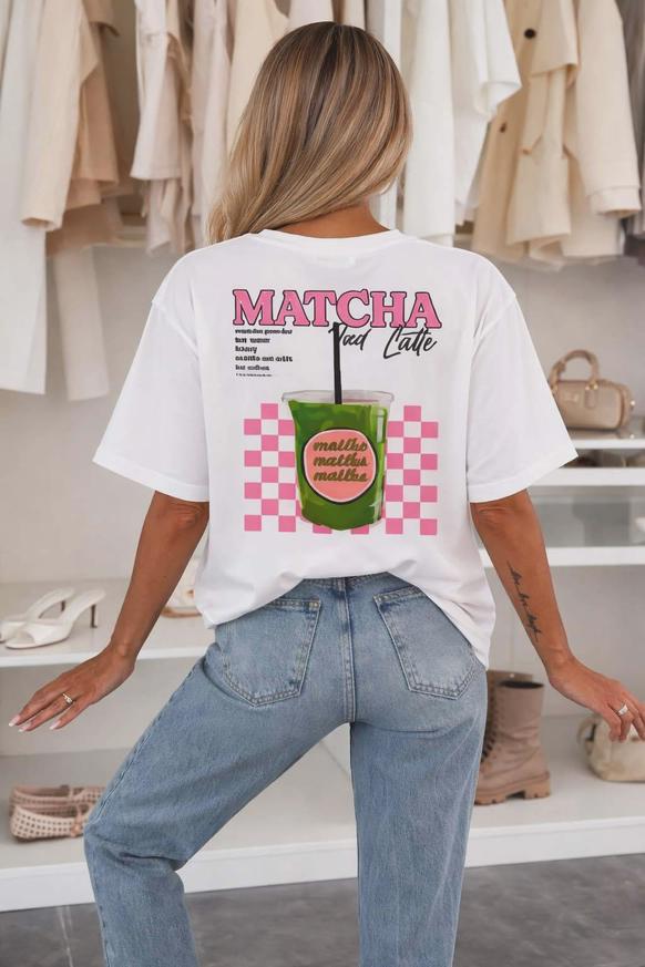 ISSYMA Matcha Shirt Damen | Trendiges Baumwoll T-Shirt mit Print | Premium Qualität | Coole Streetwear